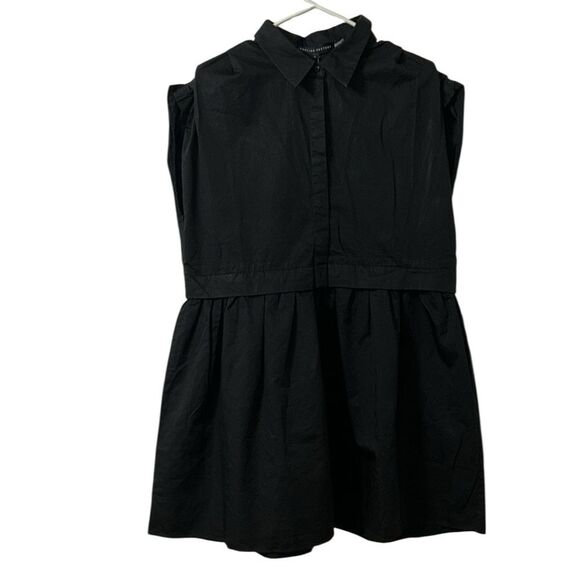 English Factory Black Pleated Shoulder Shirt Dress(Size Large) - Picture 2 of 8